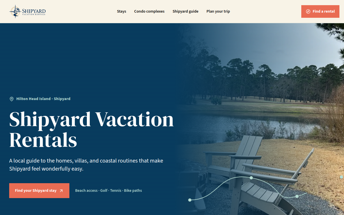 Shipyard Vacation Rentals website preview